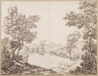 K VI 087
<br/>
Vergezicht geflankeerd door bomen
<br/>
<em>Onofri, Crescenzio (1634-1714)</em>